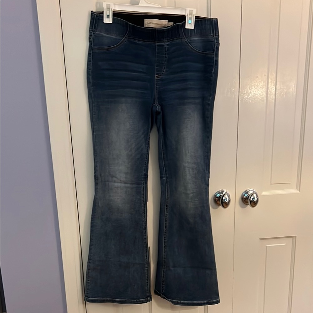 Soft Surroundings Blue Flare Wide Leg Jeans